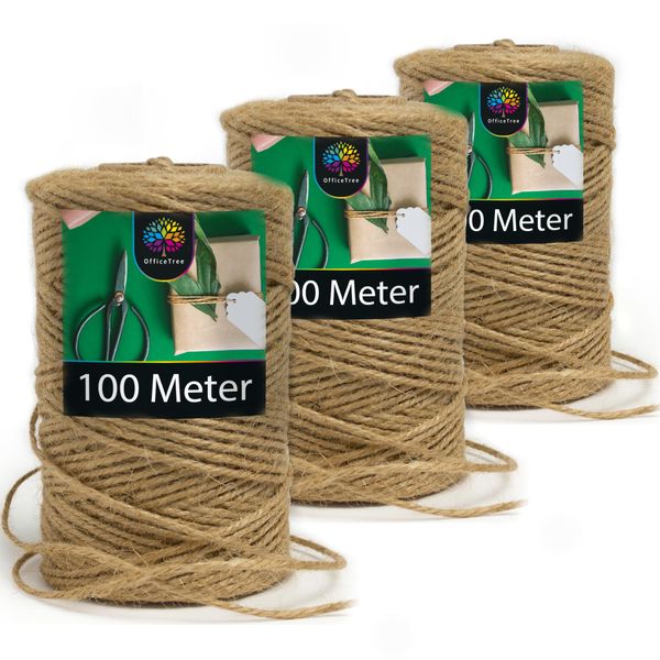 OfficeTree 300m Jutegarn 2mm - Bastelschnur - Kordel Natur - Paketschnur Naturfaser - Juteschnur - Juteband für Gartenbedarf zum Geschenk verpacken Dekoration - Jute Schnur basteln - Jute Twine