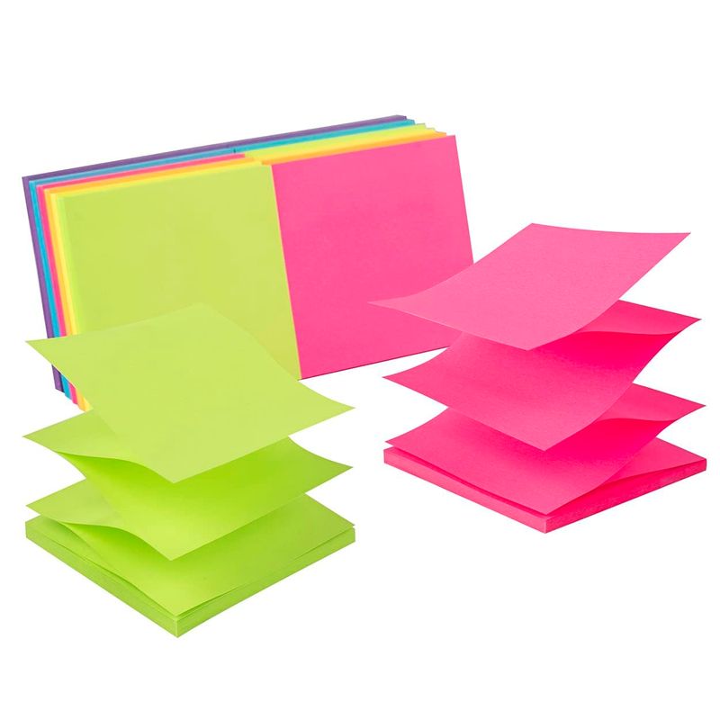 (12 Pack) Pop-up Sticky Notes 3x3 in,Bright Colors Super Sticking Power ...