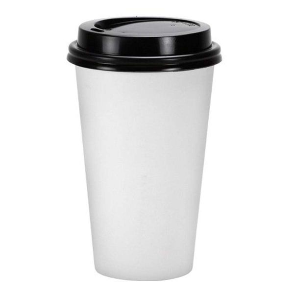 Premium White Hot Paper Cups with Lids - 16 oz (20 Pack) - Eco-Friendly, Sturdy & Leak-Proof Design - Perfect for Coffee, Tea, & Beverages on-the-go