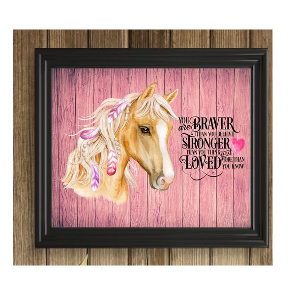 You Are Braver... Suicide Awareness Horse Semi Colon UNFRAMED Art Print