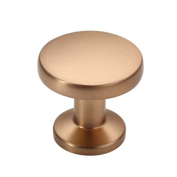 Alzassbg 10 Pack Champagne Bronze Cabinet Knobs, 1.1 Inch(30mm) Diameter Round Cabinet Knob Hardware for Kitchen Dresser Drawer AL6044TGP