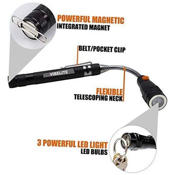 Men Gifts Magnetic Pickup Tool with LED, Telescoping Magnet Flashlight, Gadget