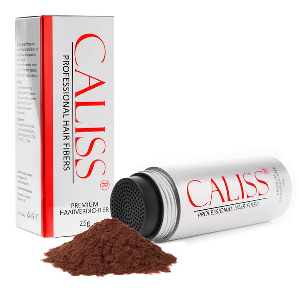 Caliss – Streuhaar, Schütthaar zur Haarverdichtung. Haarpuder bei Haarausfall, Haarpulver gegen lichte Haare – 25g (rötliches braun)