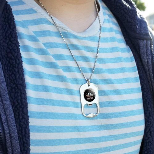 GRAPHICS & MORE Homesick UFO Alien Funny Military Dog Tag Bottle Opener Pendant