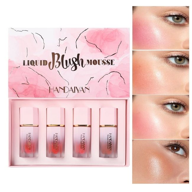 4Pcs/Set flüssige Wange erröten Gesichts nährende erröten Gel Creme wasserdicht Augen & Lippen Makeup erröten Mehrzweck-Stick flüssige erröten Kit(B)