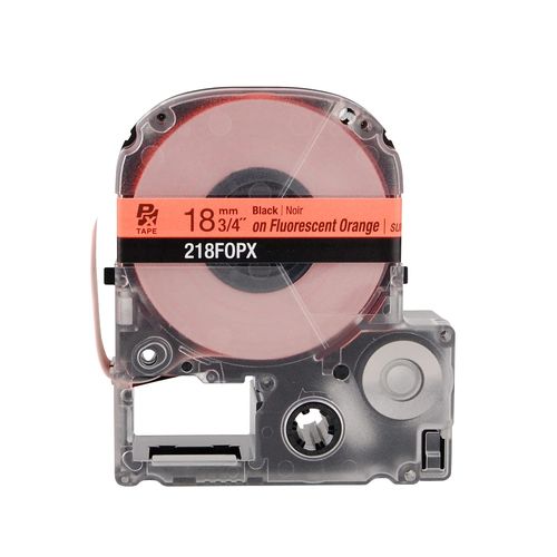 Epson LABELWORKS 218FOPX Genuine PET (Polyester) Tape Cartridge - Black on Fluorescent Orange Label Maker Tape - 3/4" (18MM) Wide, 30'