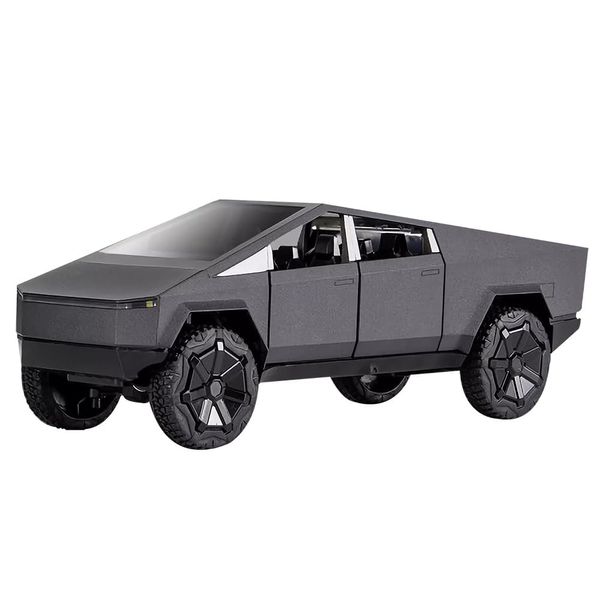 1/24 Toy Trucks Car Metal Model for Kids Gift, Alloy Diecast Pickup Truck Model with Sound and Light, Off-Road Vehicle Model Collections for Boys Enthusiasts Birthday (Dark Grey)