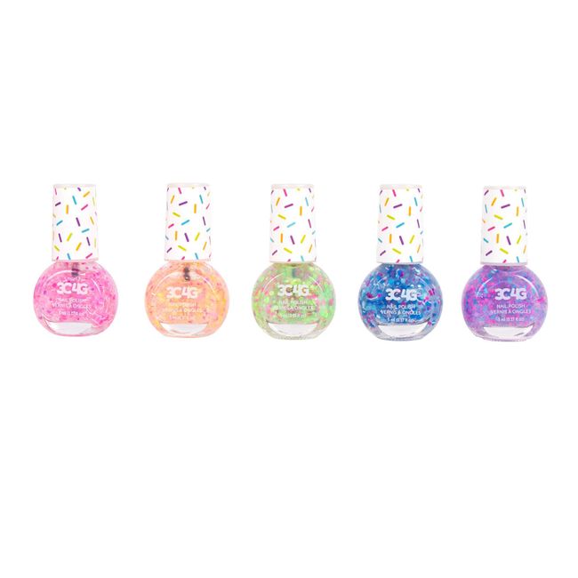 3C4G THREE CHEERS FOR GIRLS - Confetti Nail Polish Set - Nail Polish Set for Girls & Teens - Includes 5 Colors - Non-Toxic Nail Polish Kit for Kids Ages 8+