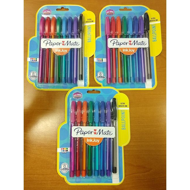 3 Packs of 8: Paper Mate InkJoy Ballpoint Pens Medium Point Colored 24 Tot - 5C