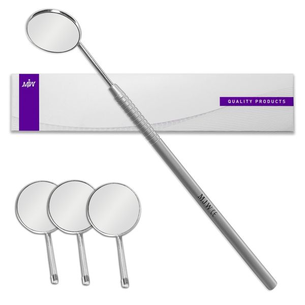 Dental Mirror Front Surface with 3 PCS Mirror Head Replaceable Top Tooth Mirror Dental Stainless Steel Dentist Tools for Teeth Cleaning Inspection Oral Hygiene Mouth Mirror for Daily Use CE