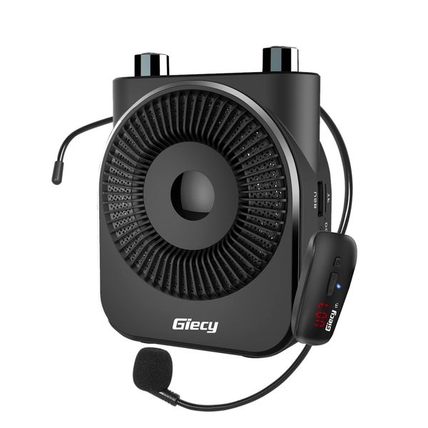 Giecy Loudspeaker, Hands-Free Wireless Loudspeaker, Wired UHF Microphone, 2600mAh PA System, Portable Loudspeaker, Ideal for Education, Guides, Meetings, Courses, Events, Promotions, Fitness, and