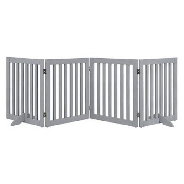 Freestanding Wooden Pet Gate for Dog and Cat, 24 H and 36 H Foldable Dog Gate...