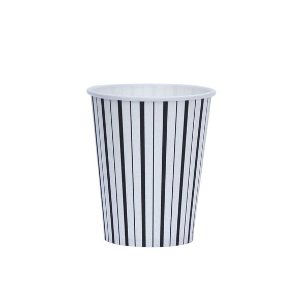 Black and White Fine Stripes Cups (Set of 8) | Black Striped Party Cups | Black Striped Cups | Stripes Party Cups | Black and White Striped Cups