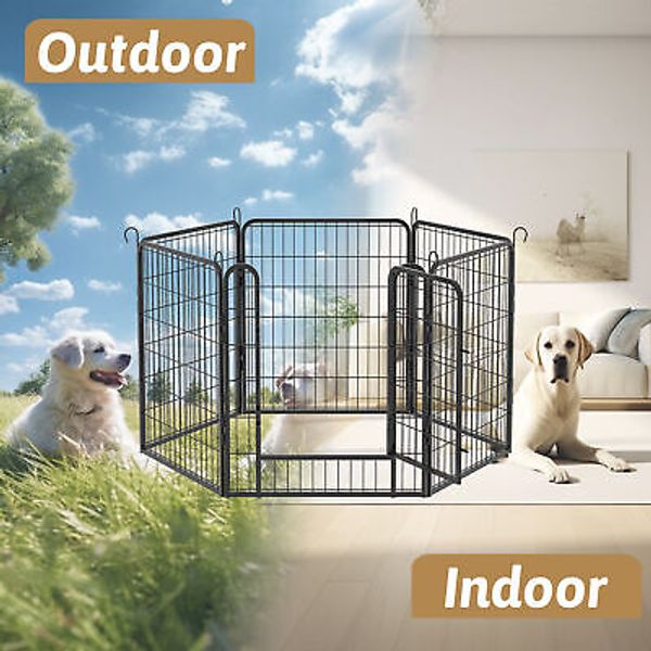 Heavy Duty Metal Playpen Dog Fence Pet Exercise Pen For Outdoor Indoor 31.7"H