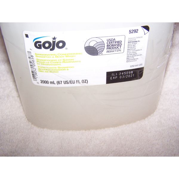 2 NIB GOJO Invigorating Conditioning Shampoo & Body Wash Refills 2000mL ea/ 4000