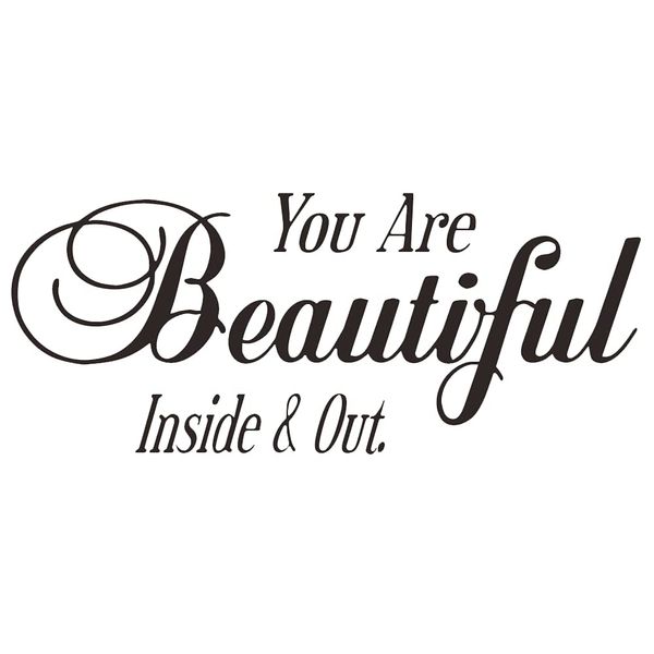 You are Beautiful Inside and Out Wall Sticker, Vinyl Motivational Wall Art Decor, Inspirational Quote Saying Letter Room Decal for Office, Yoga Gym, Study, Girls Bedroom, 22 x 9.1"