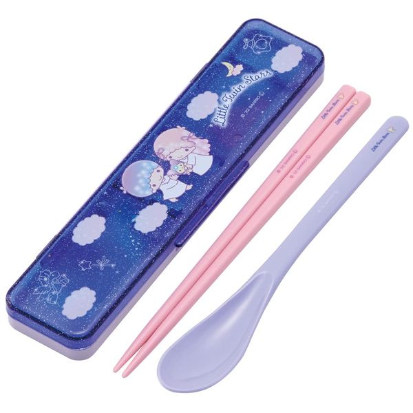 Skater CCS3SAAG-A Little Twin Stars Night Sky and Nemrin Sanrio Antibacterial Chopsticks Set, 7.1 inches (18 cm), For Adults, Made in Japan