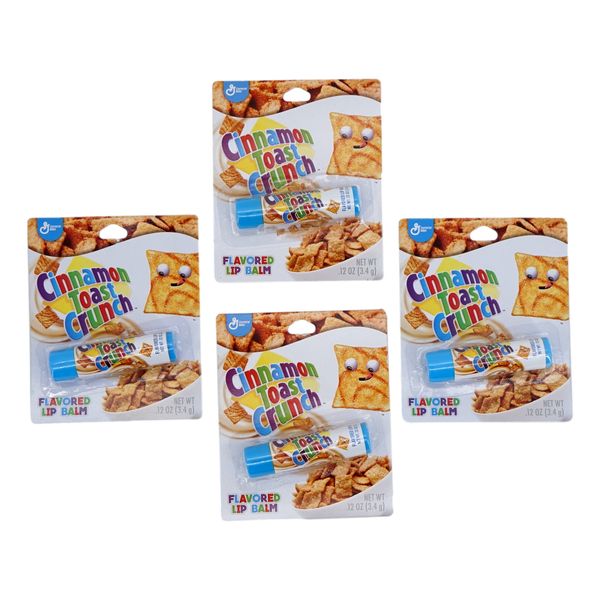 Cinnamon Toast Crunch Lip Balms (4 Pack, 0.12 oz ea) Breakfast Cereal Flavored