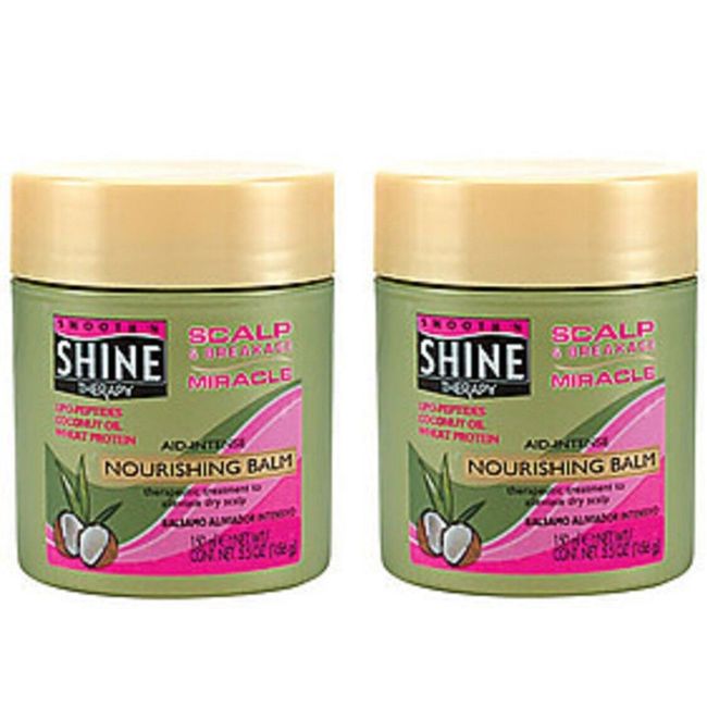 2 SMOOTH N SHINE MIRACLE BALM ALLEVE DRY SCALP COCONUT OIL FREE SHIPPING US RARE