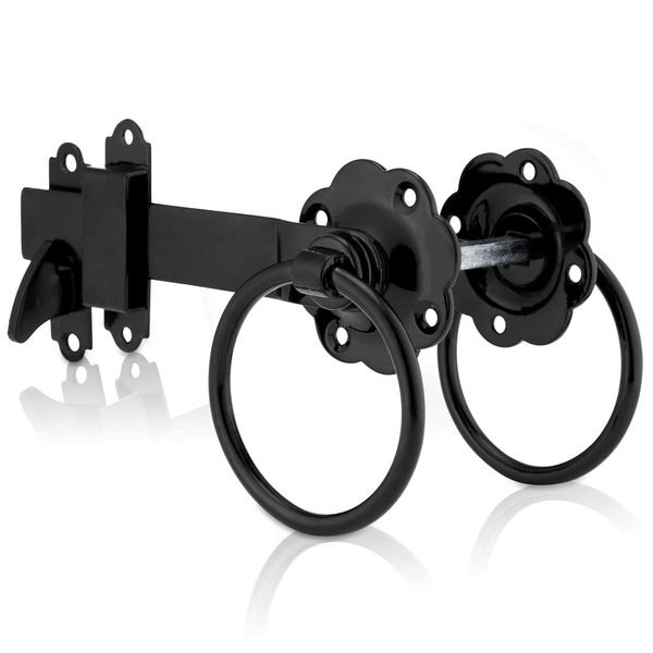 XFORT® Black Ring Gate Latch, Garden Gate Latch, Door Catch, Gate Latches, Gate Latch, Door Latch, Gate Lock, Door Latches, Garden Gate Latches and Catches, Shed Door Latch, Shed Latch, Gate Fixings.