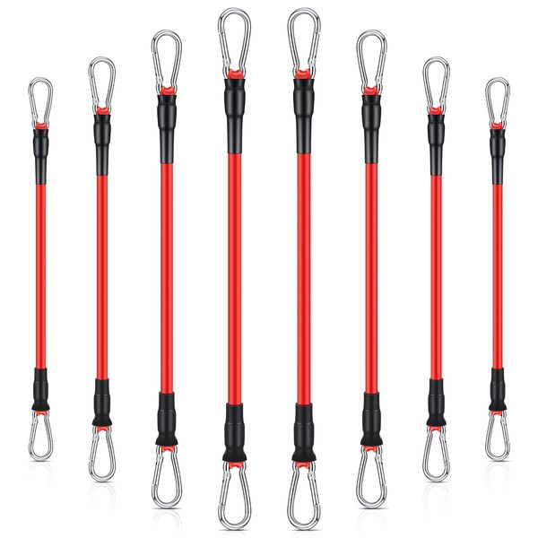 Liliful 8 pcs Resistance Bands for Working Out Additional Exercise Bands for Replacement Workout Equipment Elastic Stretch Legs Ankle Straps for Men Women Strength Training Fitness Gym Home, Red