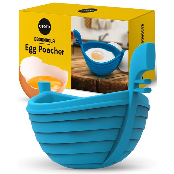 NEW!!! Eggondola Egg Poacher by OTOTO - Poached Egg Silicone Egg Cooker - Gondola Egg Silicone Poacher for Cooking Eggs - Kitchen Egg Cooker, Perfect Egg Maker - Egg Design Maker, Egg Kitchen Gadgets