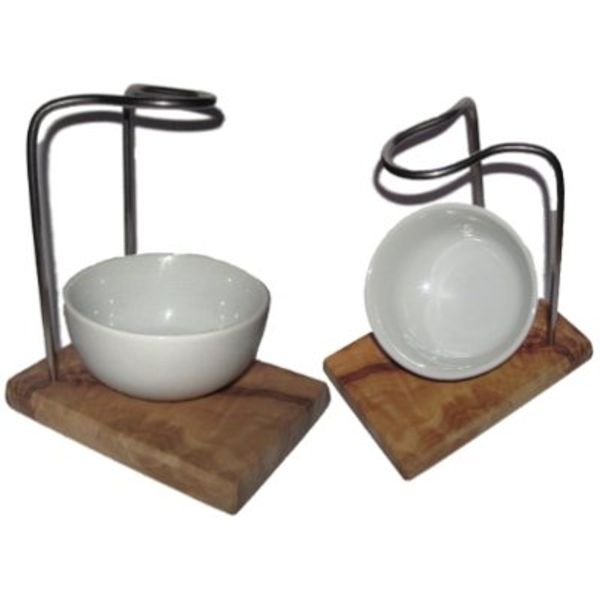 eleganter Rasierständer DESIGN Olivenholz