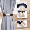 Pretty Jolly 4 Pack Wooden Magnetic Curtain Tiebacks Boho Decoration Drape Tie Backs Natural Cotton Handmade Double Rope Curtain Holdbacks for Thin & Thick Home & Office Window Drapery (New Dark Blue)