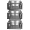Large 3 Tier Stacking Baskets Storage Veg Rack Plastic Stackers 35cm - Silver