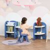Little Kids Art Craft Desk Meals Study Table Chair Set w/ Storage Shelves, Blue