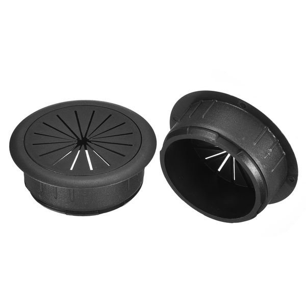 uxcell 2pcs Cable Hole Cover 2"(50mm) ABS Desk Cable Wire Cord Grommet Hole Cover Office Computer Desk Wire Organizer Black