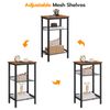 HOOBRO Side Table, 3-Tier Tall End Telephone Table with Adjustable Mesh Shelves, Small Entry Table for Living Room Bedroom Hallway or Office, Rustic Brown and Black BF01DH01G1