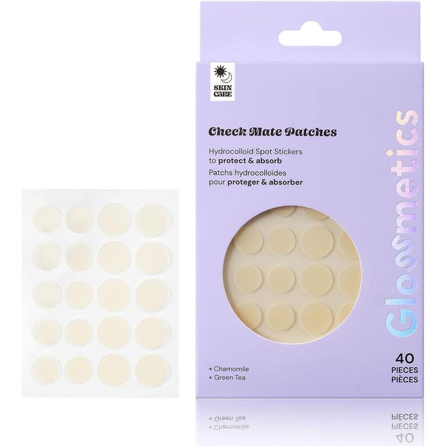 Glossmetics Check Mate Hydrocolloid Spot Stickers - Blemish Dots Clear Pimple Patches for Face, Zit Patches for Blemish Patch (40 Count) (Dots Clear Pimple Patches)