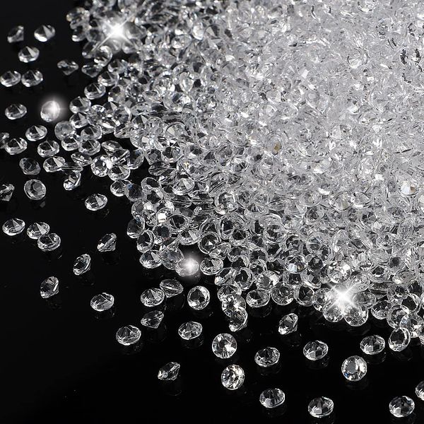 kuou 8000 Pcs Clear Table Crystals Scatter, 4.5mm Bling Diamond Acrylic Gem Wedding Crystals Table Scatter for Vase Filler Christmas Wedding Birthday Party Decoration