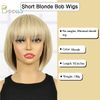 BECUS 10Inch Short Bob Wig with Bangs Heat Resistant Synthetic Straight Bob Wigs for Women Colorful Cosplay Daily Party Use (Blonde)