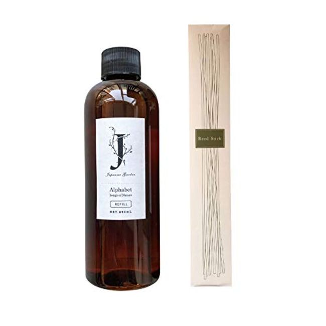 Songs of Nature Alphabet Reed Diffuser, Japanese Garden, 8.5 fl oz (240 ml), Refill Set