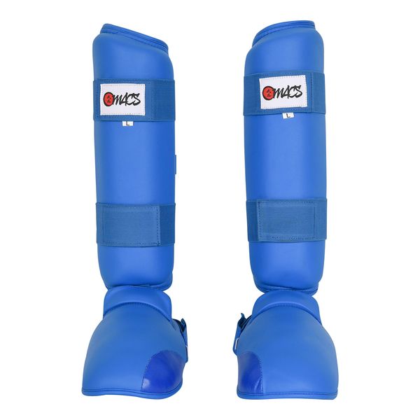 Karate Shin Instep Martial Arts Padded Shin Guards Protectors Sparring Taekwondo Training Pads (Blue, XL)