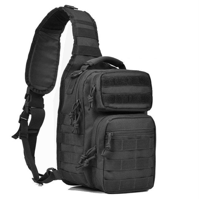 FAMI Outdoor Tactical Bag Backpack, Military Sport Bag Pack Sling Shoulder Backpack Tactical Satchel for Every Day Carry-Black A1