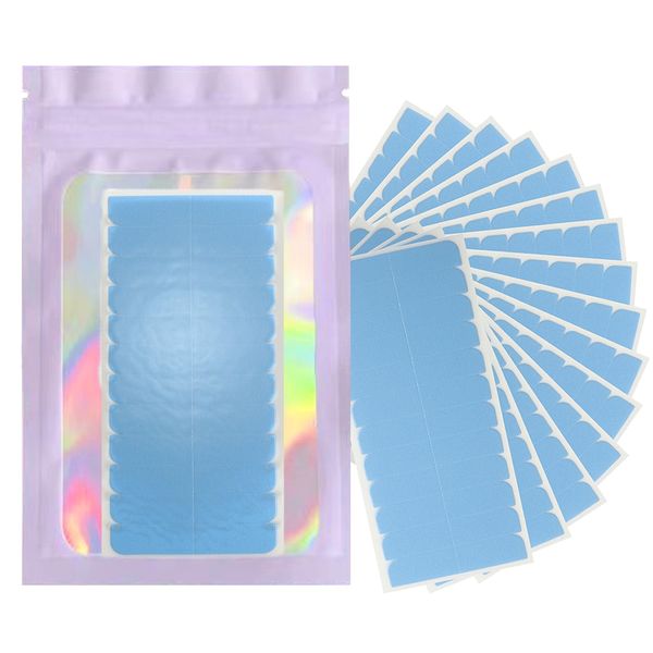 180PCS Hair Extension Tape Adhesive 1.57 x 0.31 Inch Strong Tape Extension Replacement Tape No-Residue Double Sided Tape Tabs Blue Replacement of Human Hair Extensions