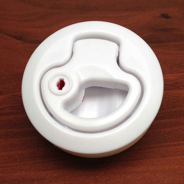 MARINE BOAT LOCKING WHITE PLASTIC FLUSH PULL SLAM LATCH HATCH LIFT 2 3/8" D