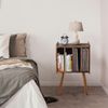 Versatile Acacia Record Holder & Stylish Side Table - Holds 100 Vinyl Records