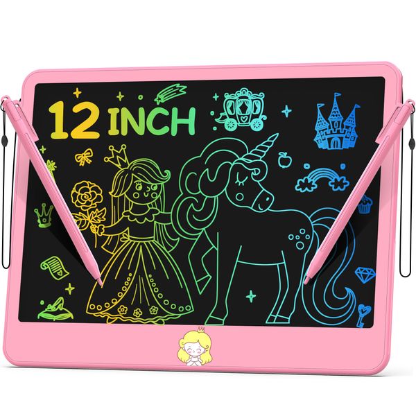 Hockvill LCD Writing Tablet for Kids 12 Inch, Kids Learning Toys Drawing Pad for Girls Boys, Erasable Doodle Board for Toddlers 3 4 5 6 7 8 Year Old Travel Essentials, Christmas Birthday Gift for Kids