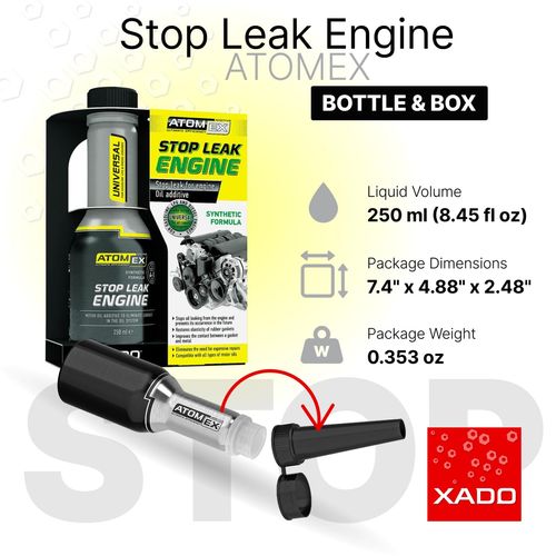 XADO ATOMEX Oil Additive Stop Leak Engine - Restore Seal and Gaskets, Treatment for Car Engine High Mileage or Rear Main Seal, Best Stopper Leaks Reseal (Bottle, 250 ml)