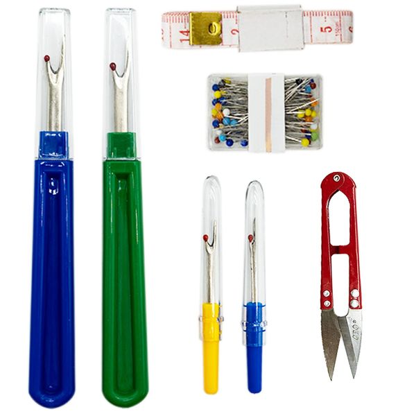 4 Pcs Seam Ripper, Big and Small Stitching Thread Unpicker, Thread Cutter Remover, Seam Rippers for Sewing, Stitch Ripper with Scissor, Storage Bag, for Sewing Needlework DIY Craft