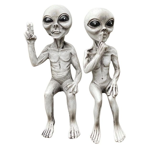 S.T.S.G Figurine Interior Alien Gardening Garden Ornament Figurine Miscellaneous Goods Alien Cute Unique Decoration Present (Set of 2)