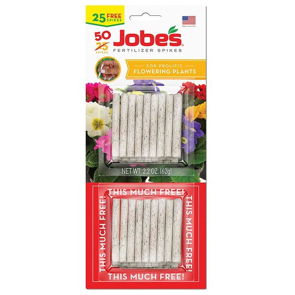 Jobe's 05231T Flowering Plant Fertilizer Spikes 10-10-4, 1 Pack, Multicolor