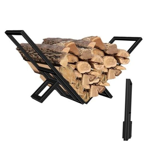 Firewood Rack Indoor Portable Wood Rack Metal Fireplace Log Holder 24.6inch