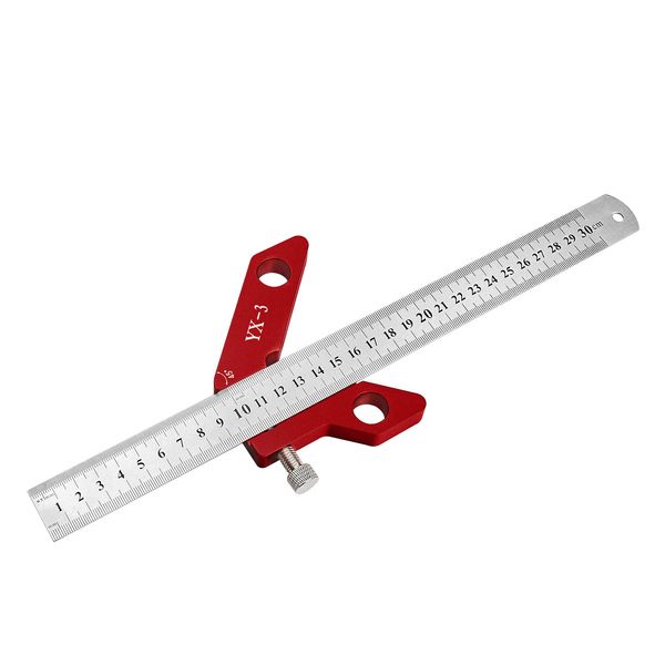 DDWT YX-3 Center Finder Woodworking Square Center Scribe 45 90 Degrees Angle Line Scriber Marking Tools Metric and Inch Ruler Magnetic Wood Measuring Scribe Tool