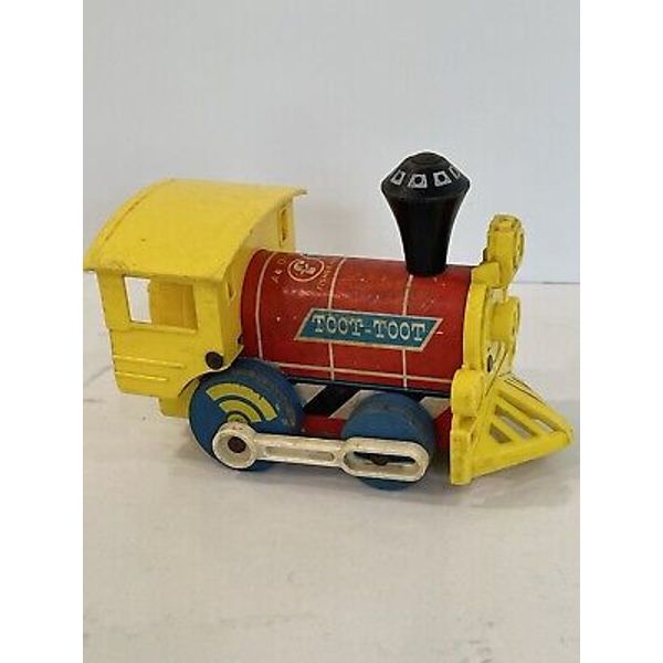 1964 Fisher Price Toys Toot Toot Train Engine Pull Along Toy #643 Made In USA