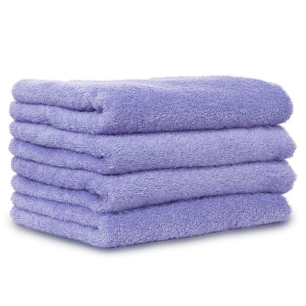 Iris Plaza Senshu Towel, Face Towel, Set of 4, Made in Japan, Plush, Firm Volume, Purple